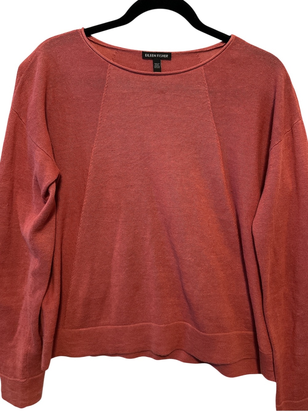 Eileen Fisher Chuty Box Top Bateau Neck Lightweight Knit Jersey Sweater